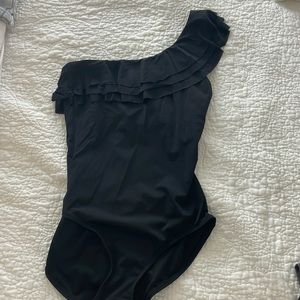 Spank one shoulder black swimsuit